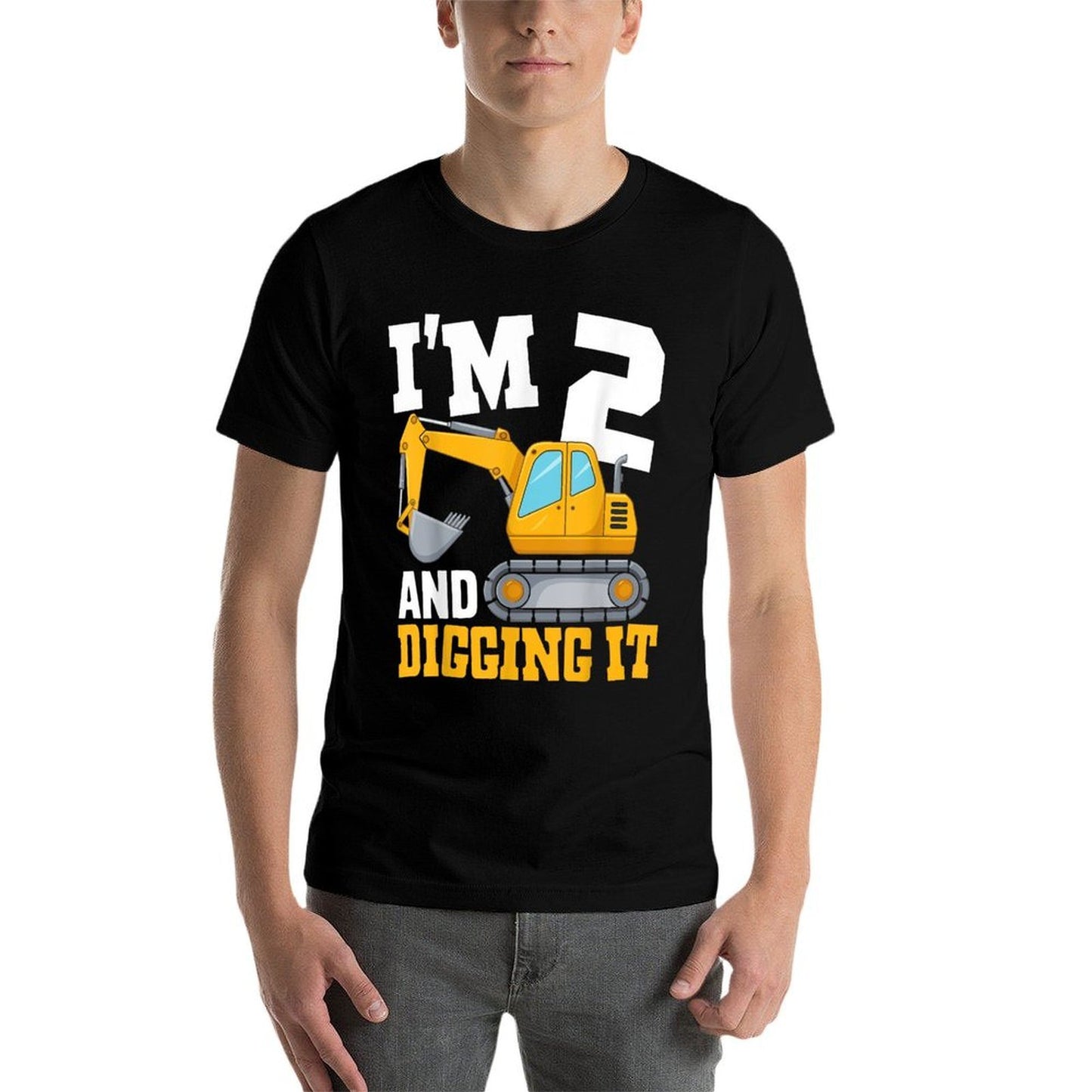 Excavator Construction I'm Two 2nd Years Old Birthday Boy  Cotton T-Shirt