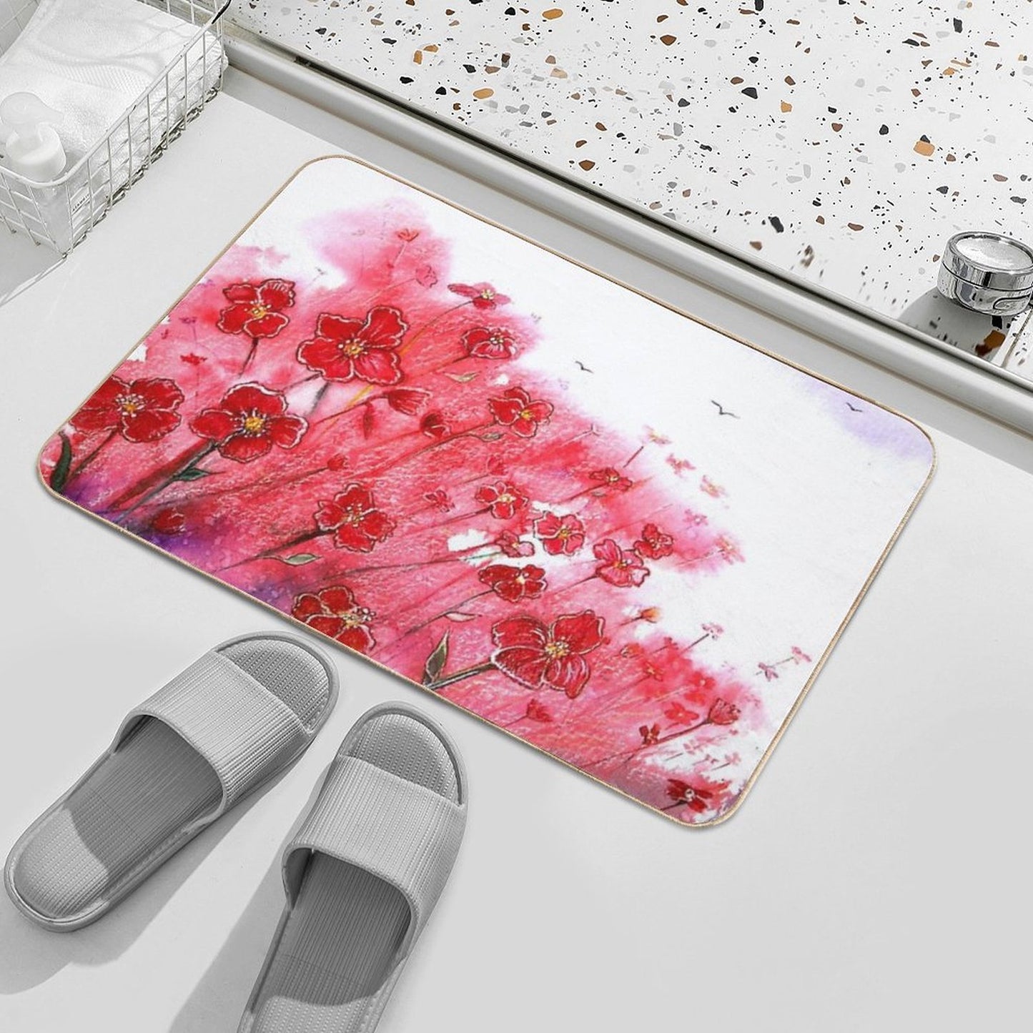 Dancing Poppies  Long-Lasting Bath Mat