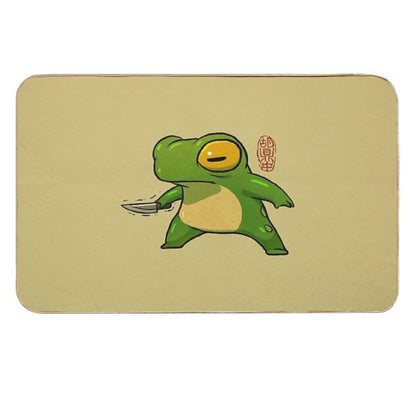 Knife Wielding Stabby Gremlin Frog Artwork Asian Style  Easy Maintenance Bath Mat