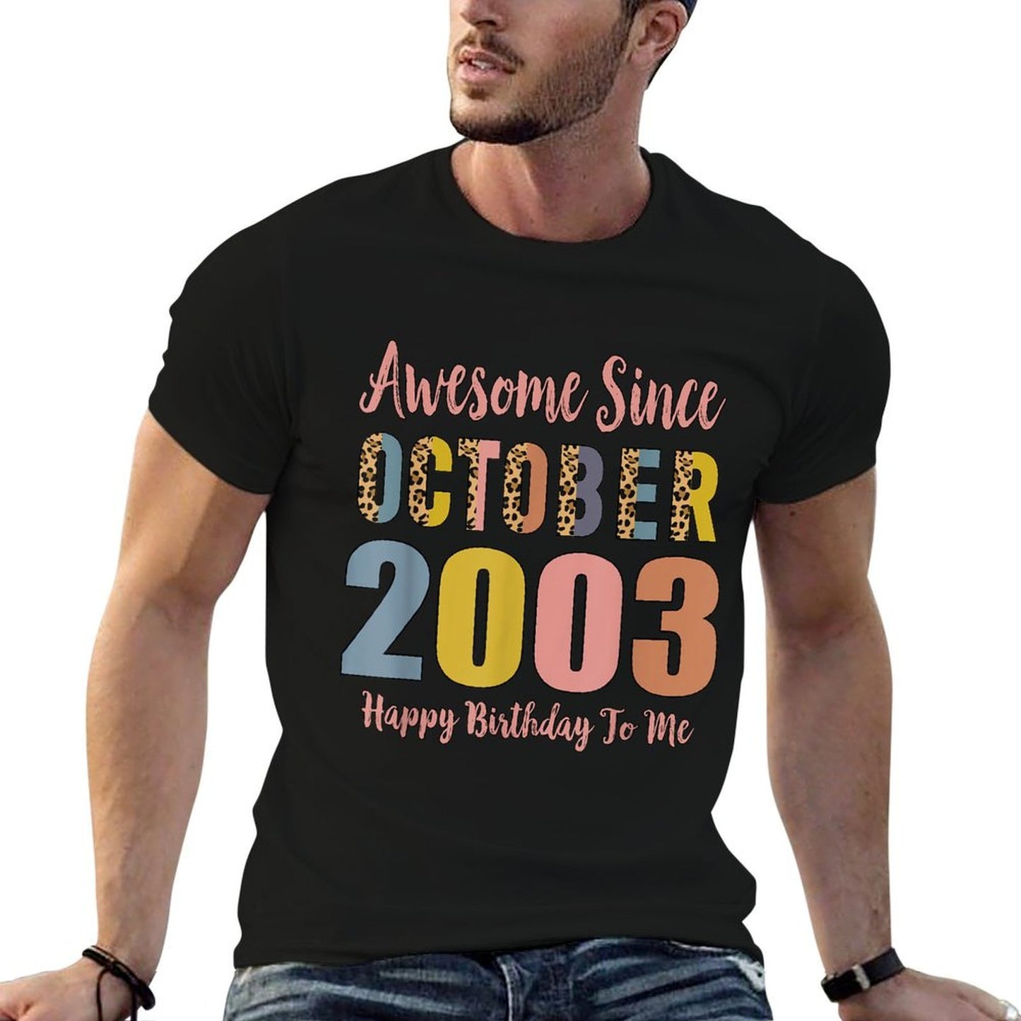 Awesome Since October 2003 21 Years Old 21st Birthday  Rolled Sleeves T-Shirt