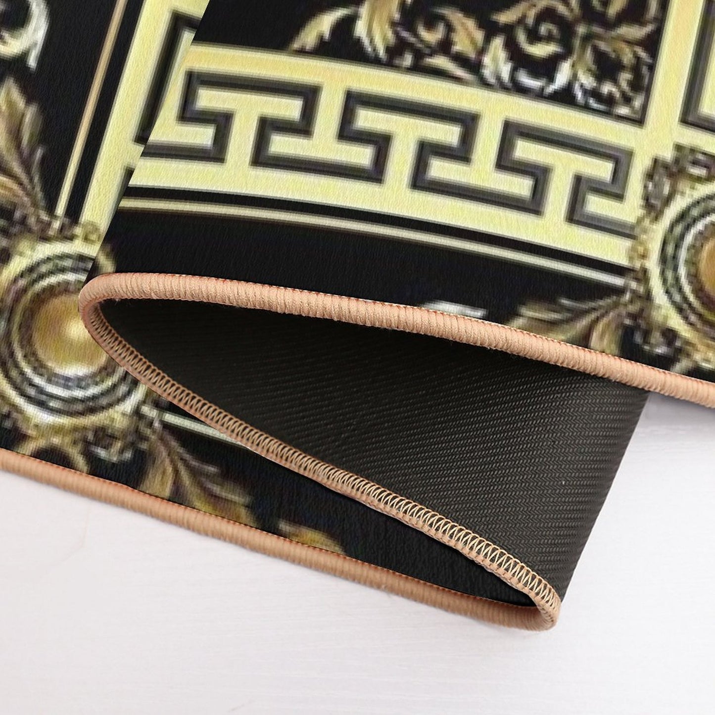 Baroque Gold Black Greek Key Meander  Odorless Bath Mat