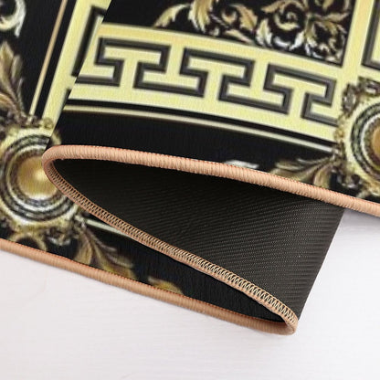Baroque Gold Black Greek Key Meander  Odorless Bath Mat