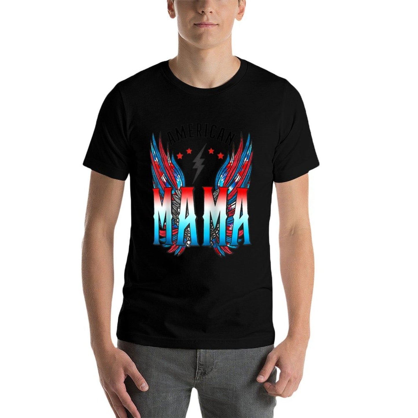 American Mama Retro Wings 4th Of Julys For Women Raglan Baseball  Slim-fit Cut T-Shirt