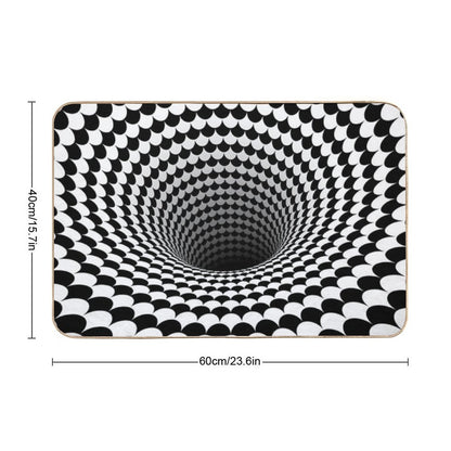 Optical Illusion Black And White Scales Houndstooth Black Hole Vortex  Stain-Proof Bath Mat
