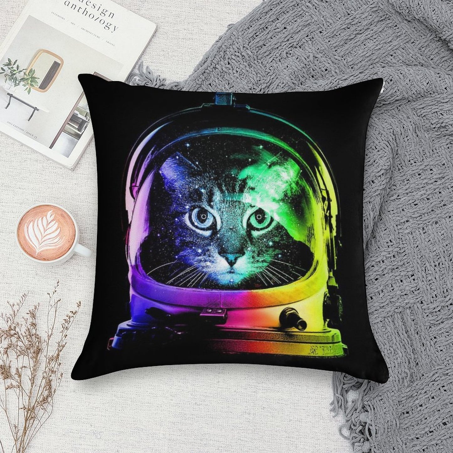 Astronaut Cat Soft Durable Construction Throw Pillow