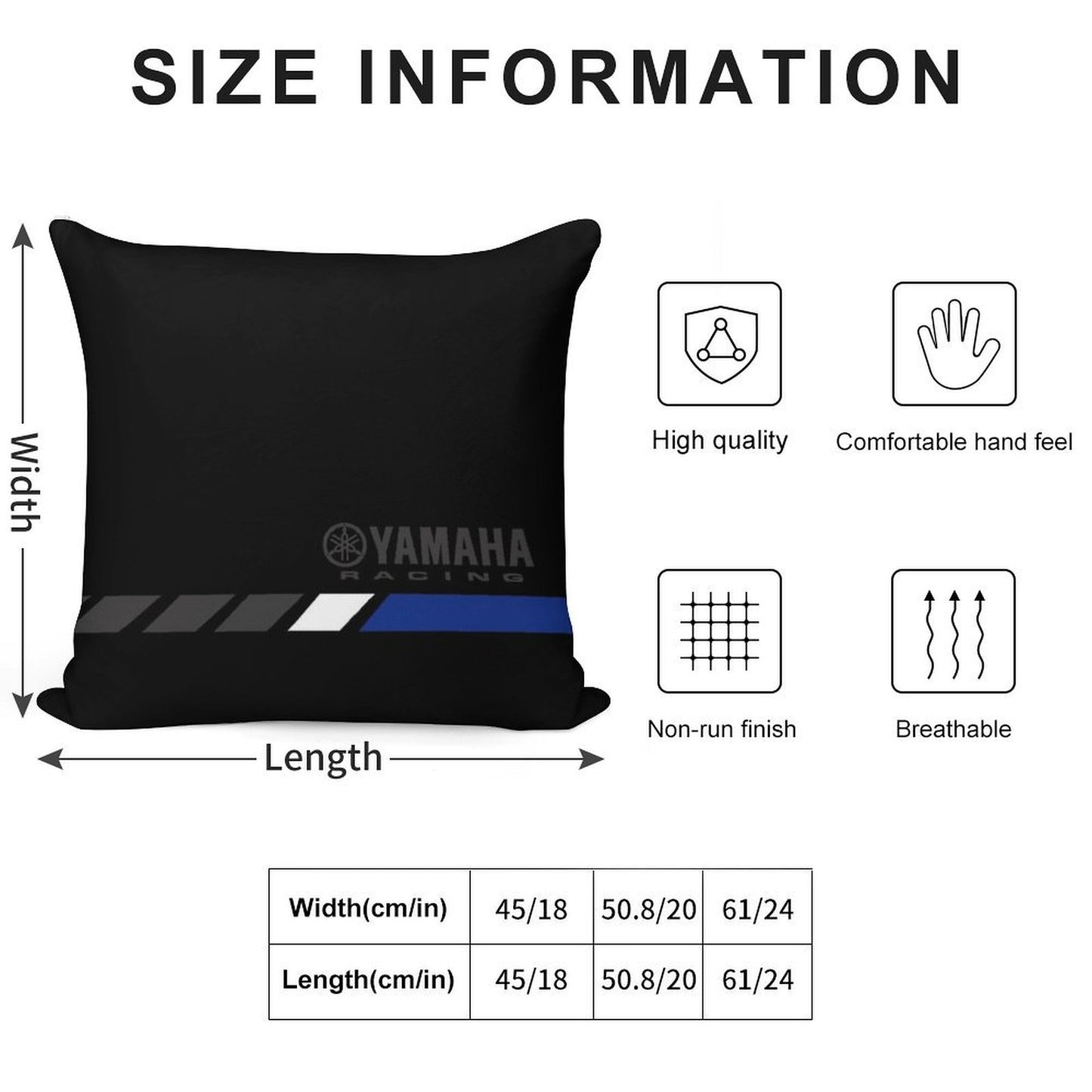 YAMAHA Blue Soft Reinforced Edging Throw Pillow