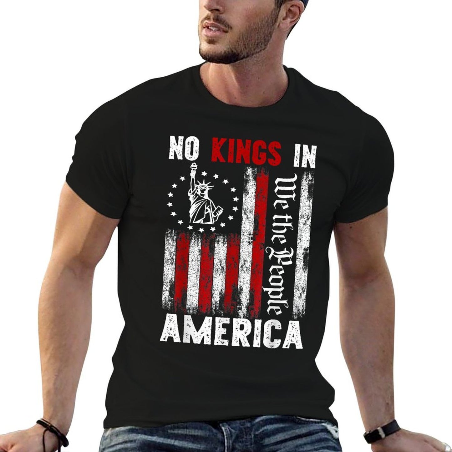 No Kings In America, Democracy, We The People  Cotton T-Shirt