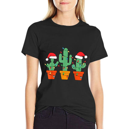 Christmas Cactus Cute Succulent Plant Xmas Men Women Kids  Fade-proof Color T-Shirt
