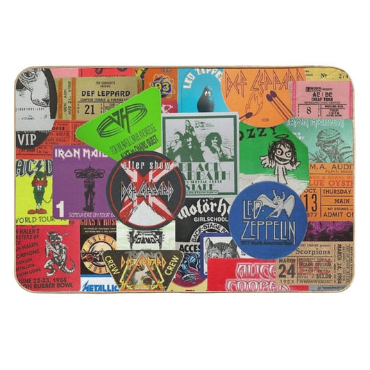 I Miss Concerts - Hard Rock And Heavy Metal Ticket Stubs And Backstage Passes  Odorless Bath Mat