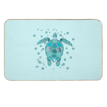 Glamour Aqua Turquoise Turtle Underwater Scenery Durable Bath Mat