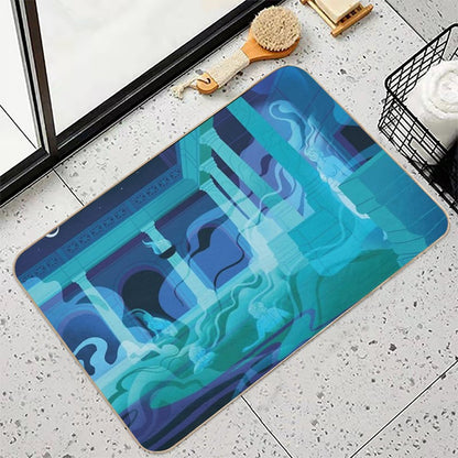 Night at The Baths - Aqua  Repositionable Bath Mat