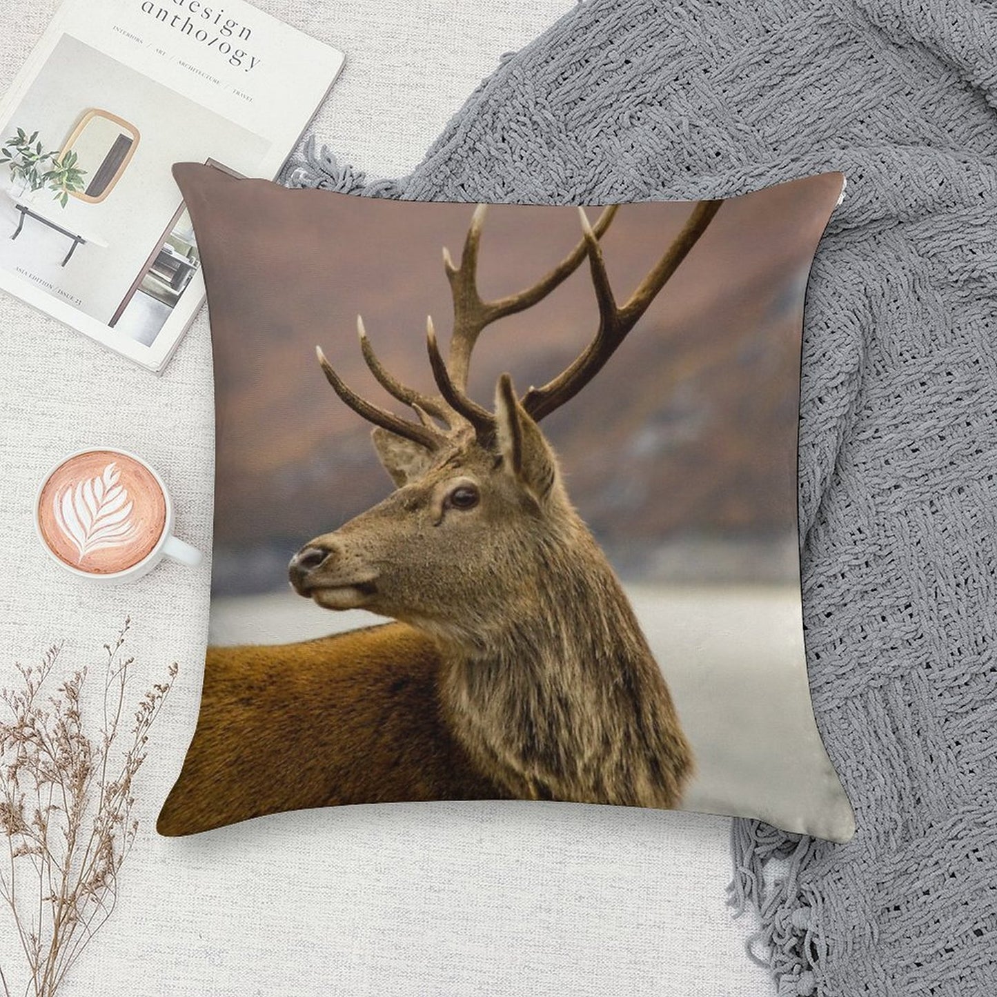 Autumnal Stag Soft Warmth Comfort Throw Pillow