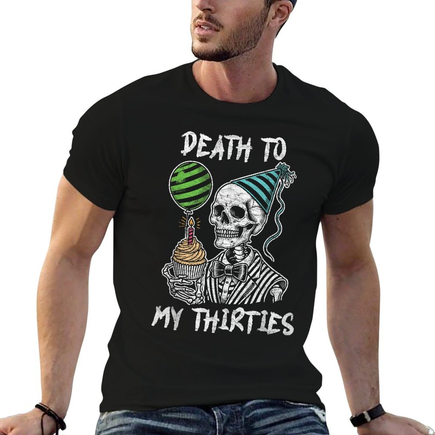 Hello 40! Skeleton Death To My Thirties, 30s 40th Birthday  Breathable T-Shirt
