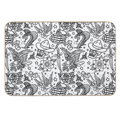 American Traditional Tattoo Flash Print Variant Durable Bath Mat