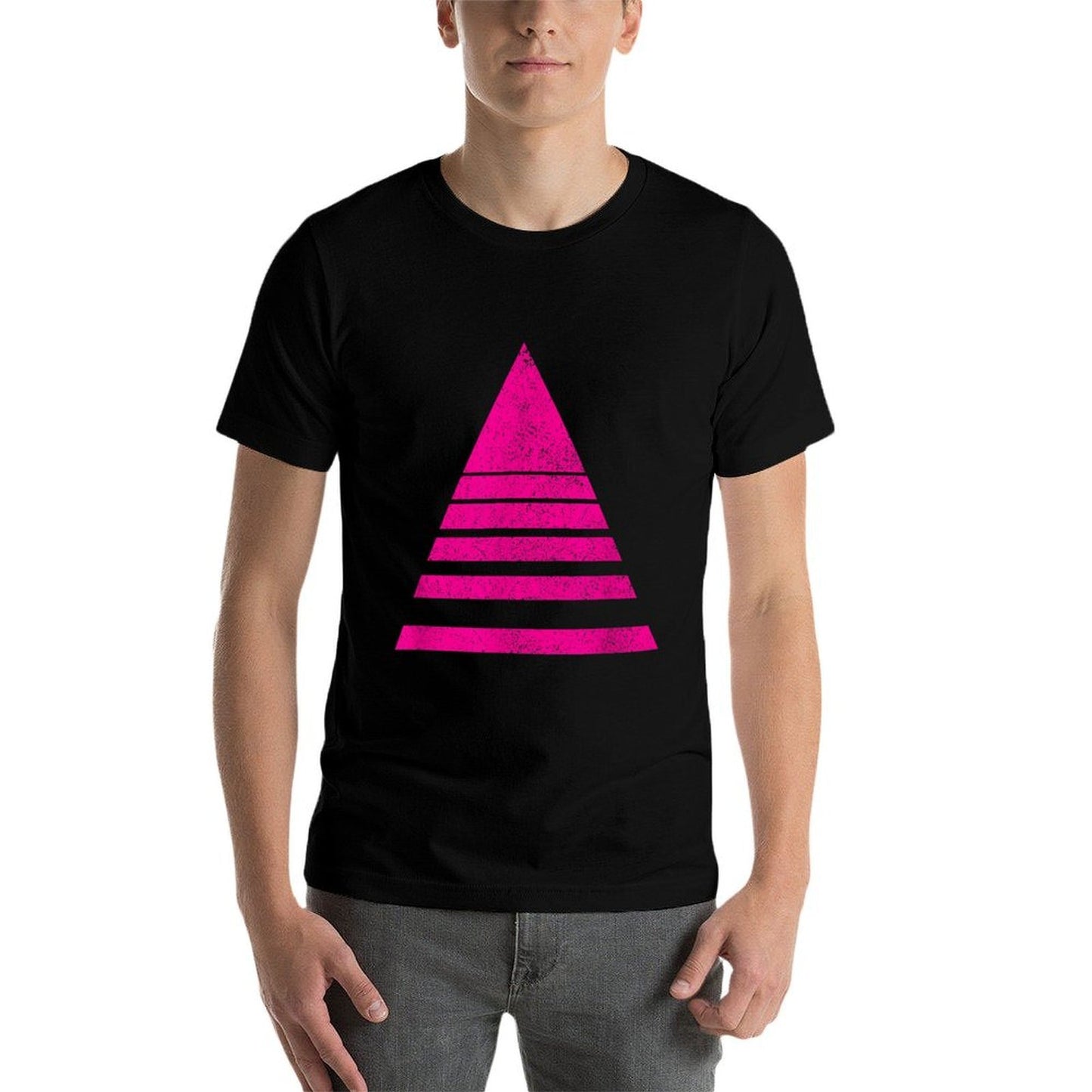 Geometric Triangle Sliced Shapes Geometry Art Distressed  Oversized Silhouette T-Shirt