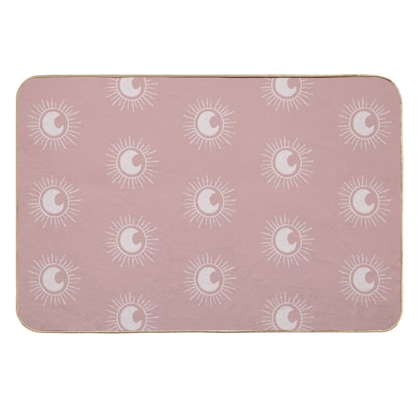Boho Sun And Moon Pattern Bohemian Aesthetic In Muted Colors Pink Durable Bath Mat