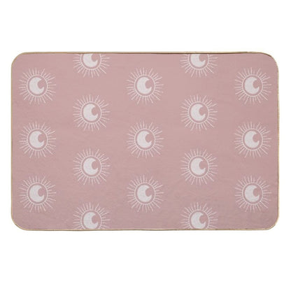 Boho Sun And Moon Pattern Bohemian Aesthetic In Muted Colors Pink Durable Bath Mat