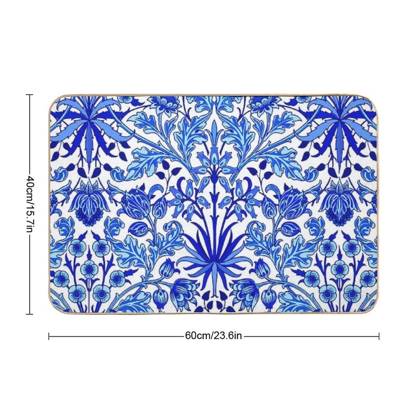 William Morris Hyacinth Print, Cobalt Blue & White  Non-Slip Bath Mat