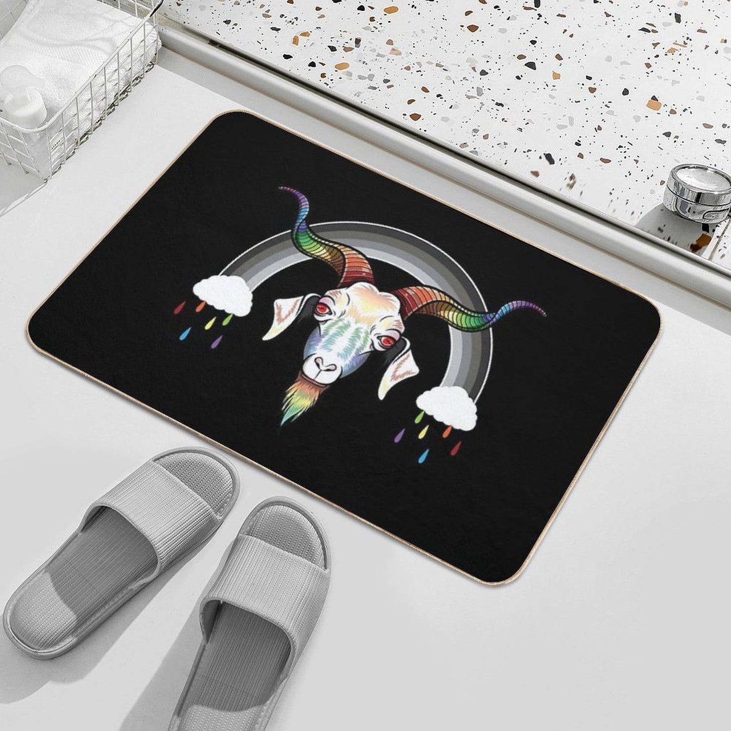 Rainbow Goat  Pet-Safe Bath Mat
