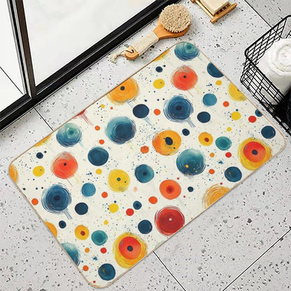 Watercolor Shapes Pattern – Colorful Abstract Circles  Slip-Resistant Bath Mat