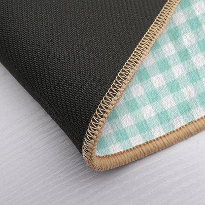 Aqua Gingham Checkered Pattern Design  High-Traffic Bath Mat