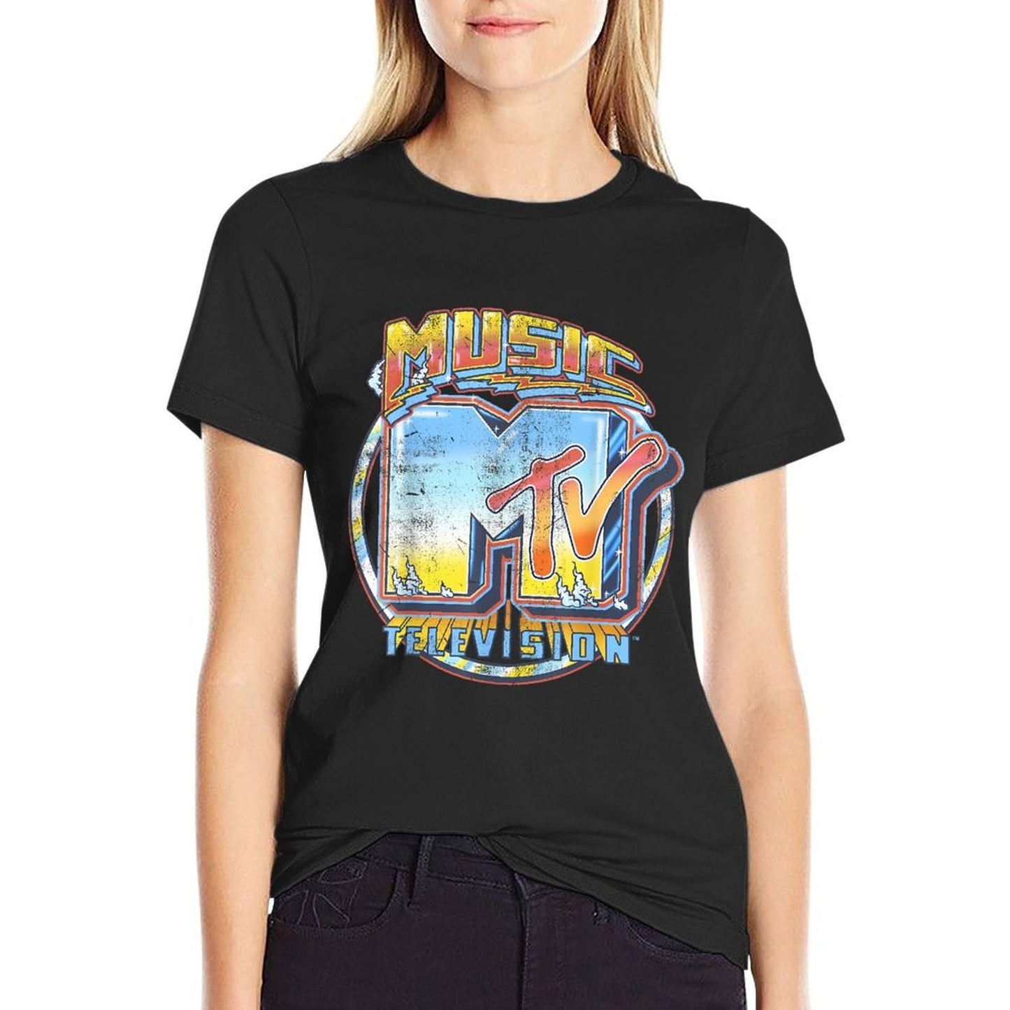 MTV Airbrushed Music Television Logo Graphic  Eco-friendly Material T-Shirt
