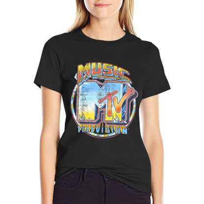 MTV Airbrushed Music Television Logo Graphic  Eco-friendly Material T-Shirt