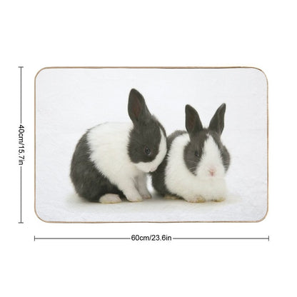 Baby Blue Dutch Rabbits  Fade-Resistant Bath Mat