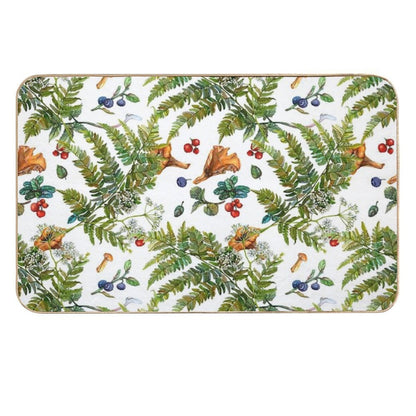 Forest Ferns, Berries And Mushrooms  Repositionable Bath Mat