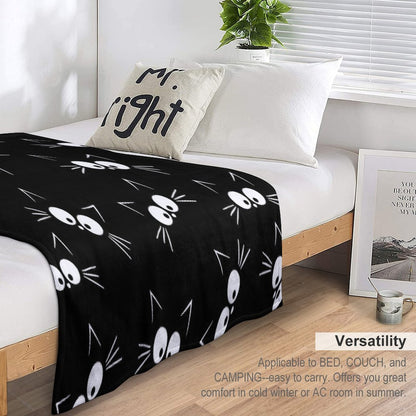 Cute Black Cat Pattern Travel-friendly Throw Blanket