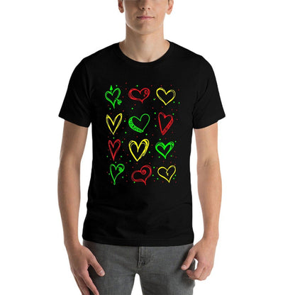Heart Pattern Juneteenth Black History African American  Heathered Texture T-Shirt