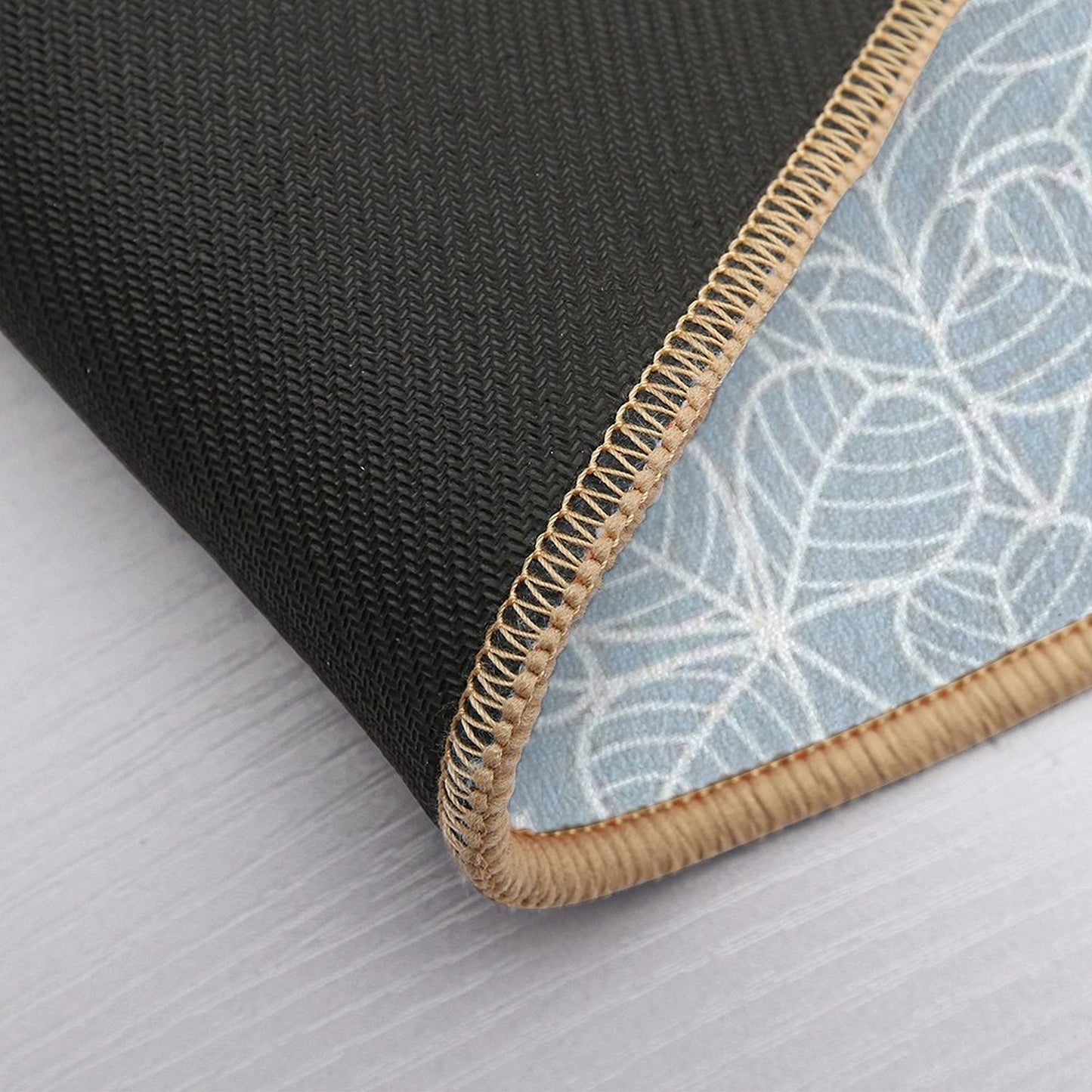 Coastal Blue And White Leaf Pattern  Toxin-Free Bath Mat