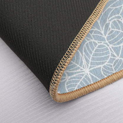 Coastal Blue And White Leaf Pattern  Toxin-Free Bath Mat