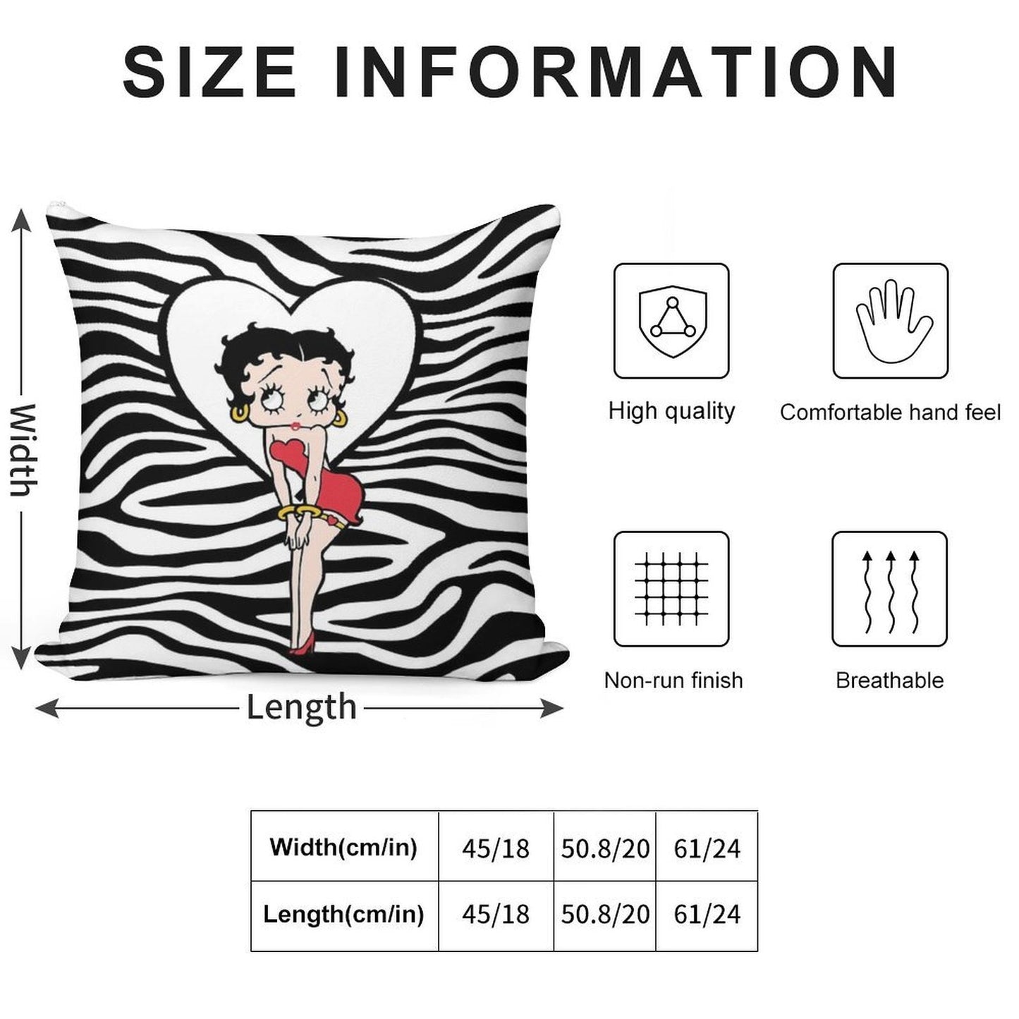Betty Boop Soft Reinforced Edging Throw Pillow