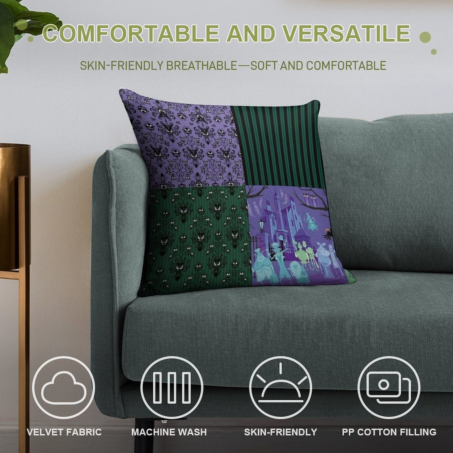 Haunted Mansion Pattern Soft Bedroom Essential Throw Pillow