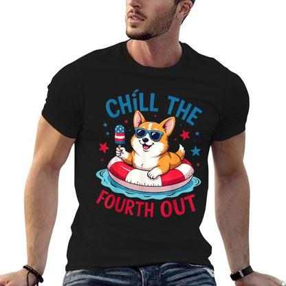 Chill The Fourth Out Cute Corgi Patriotic 4th Of July Comfortable T-Shirt