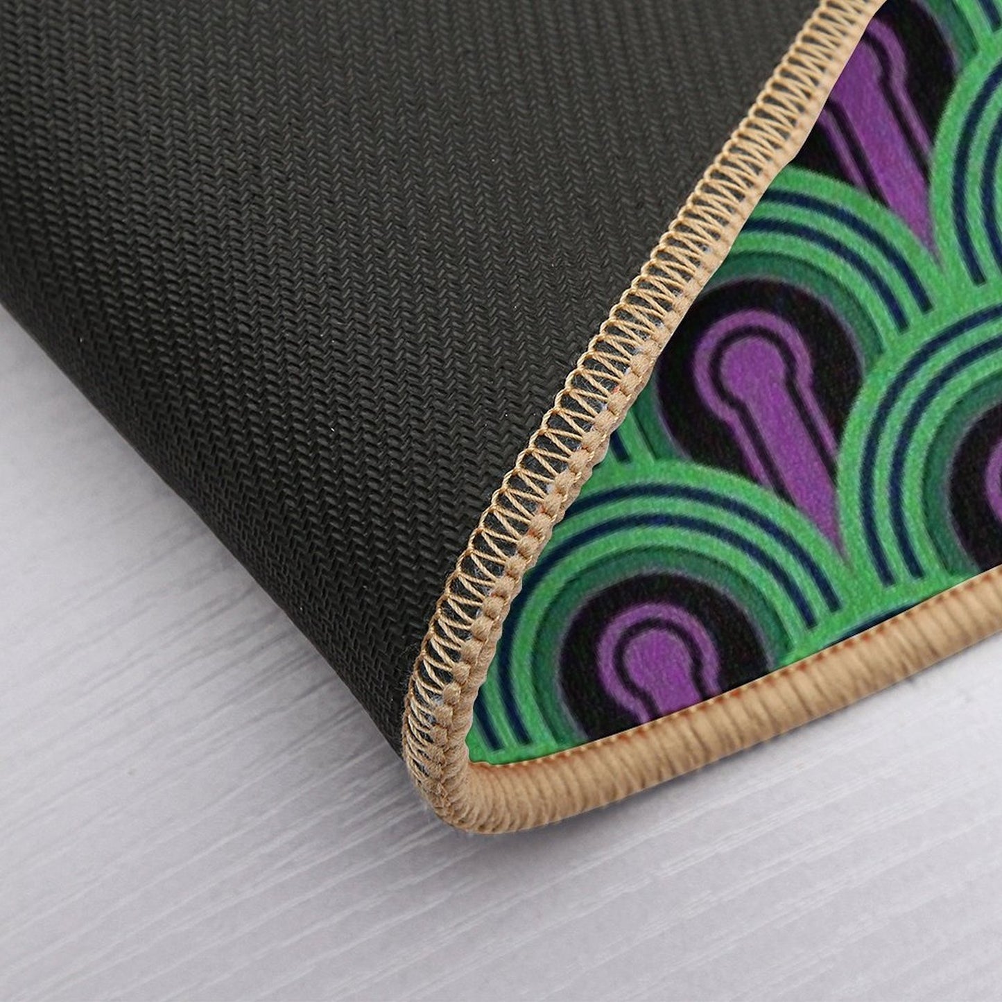 Geometric Pattern Keyhole Arch Deedree Daniel Green  Long-Lasting Bath Mat