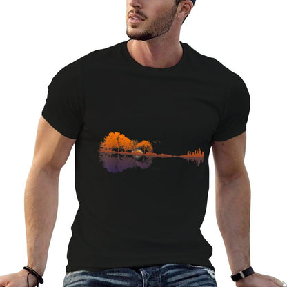 Guitar Lake Reflections Music And Guitar Lover Guitar  Graphic-printed T-Shirt