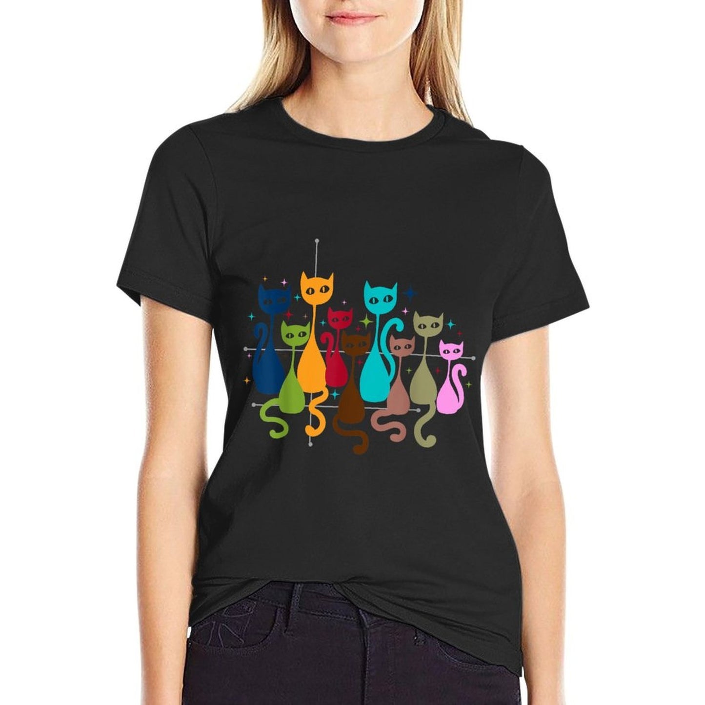 Classic Art Kitten Lover Vintage Artwork Cute Cat  Graphic-printed T-Shirt