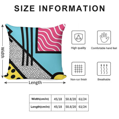 Abstract 80s Memphis Pop Art Style Graphics Soft Reinforced Edging Throw Pillow