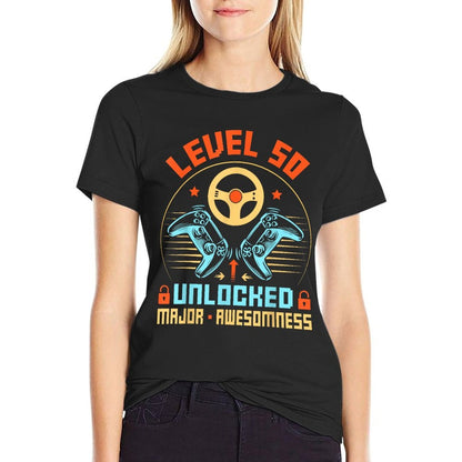 Level 50 Unlocked Video Gamer 50th Birthday Gifts  Tagless Design T-Shirt