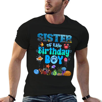 Sister Of The Birthday Boy Aquarium Sea Animals Matching  Polyester Blend T-Shirt