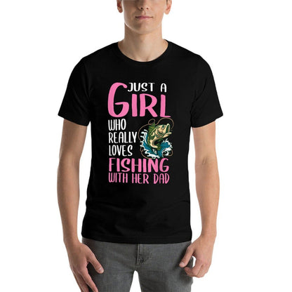 Womens Just A Girl Who Really Loves Fishing With Her Dad  Slim-fit Cut T-Shirt