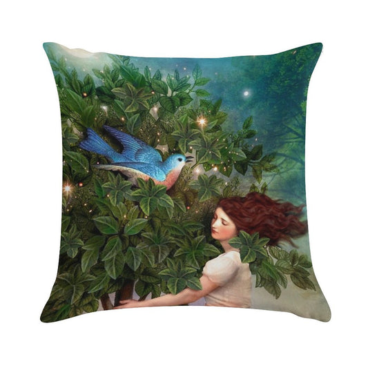A Bluebird's Song Soft Decorative Cover Throw Pillow