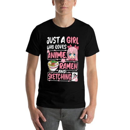 Just A Girl Who Loves Anime Ramen And Sketching Japan Otaku  Lightweight T-Shirt