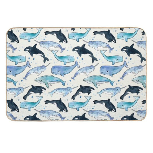 Whales, Orcas & Narwhals  Repositionable Bath Mat