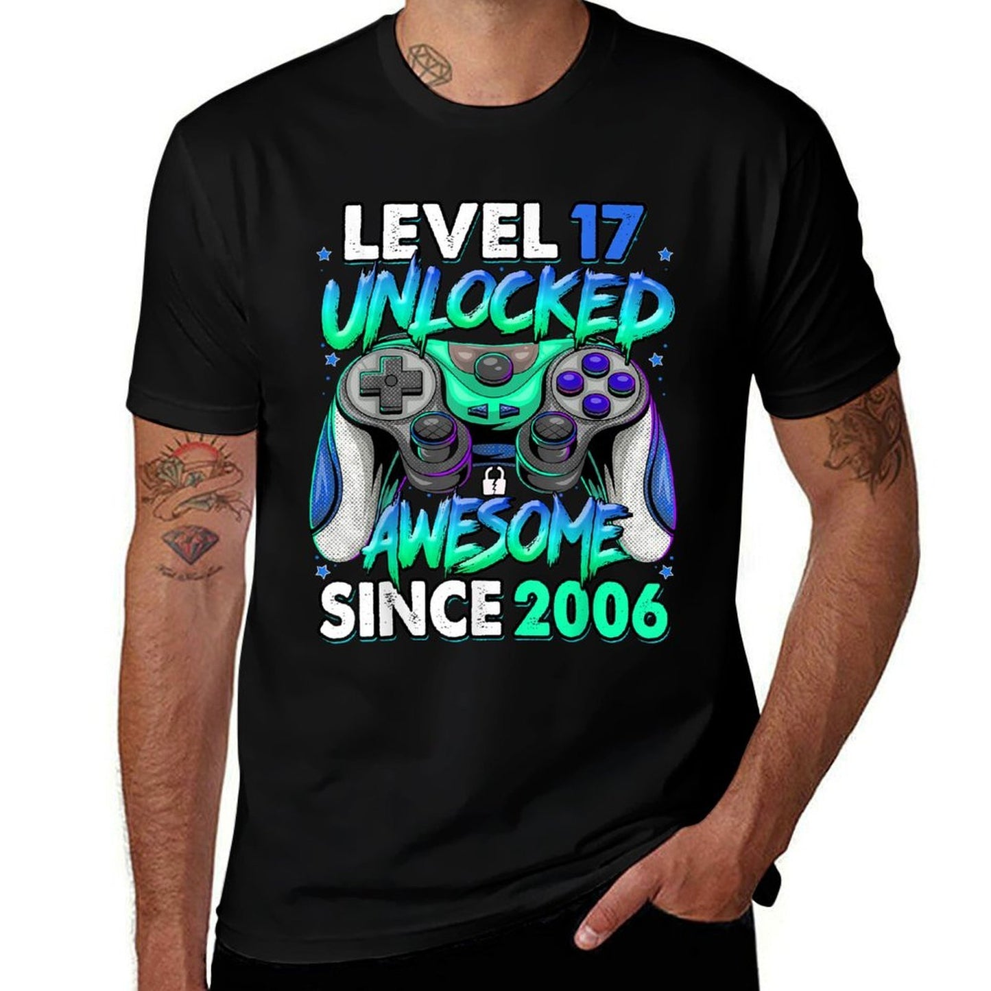 Level 17 Unlocked Awesome Since 2006 17th Birthday Gaming  Vintage-inspired T-Shirt