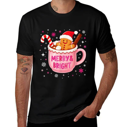 Merry And Bright Hot Cacao Gingerbread Christmas Xmas Women  Summer-ready Fabric T-Shirt