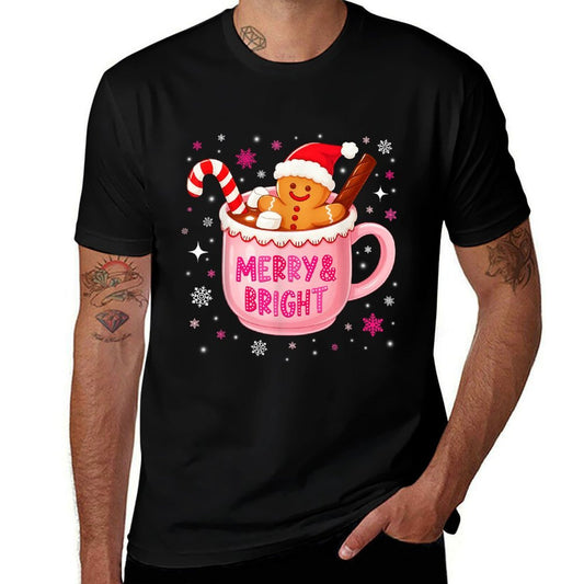 Merry And Bright Hot Cacao Gingerbread Christmas Xmas Women  Summer-ready Fabric T-Shirt