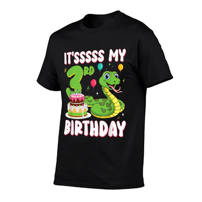 3 Year Old Snake 3rd Birthday Python Party Kids  High-quality Stitching T-Shirt
